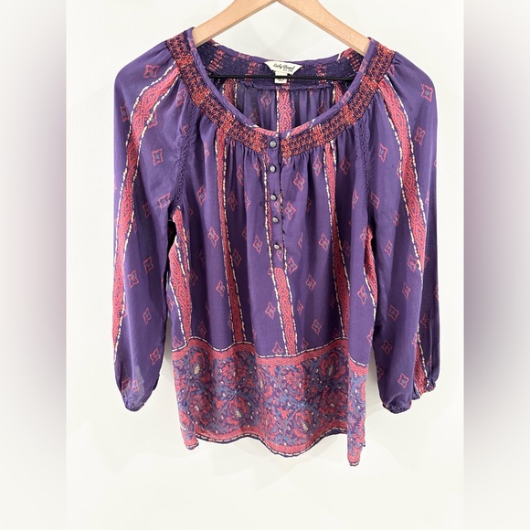 Lucky Brand Boho Blouse Purple Size Small - Picture 5 of 7